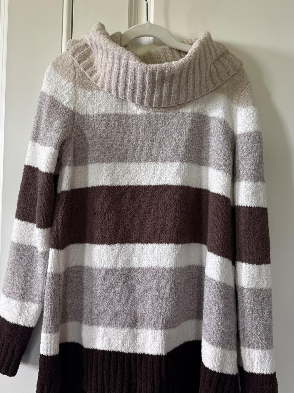 Style & Co. Striped Cowl Neck Sweater - Cream, Taupe & Brown